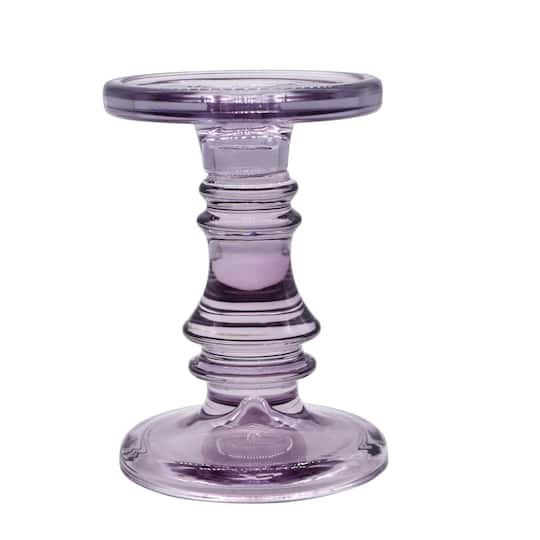 6&#x22; Medium Purple Glass Pillar Candle Holder by Ashland&#xAE;